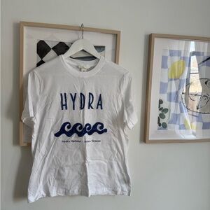H&M White T-Shirt with Blue Print